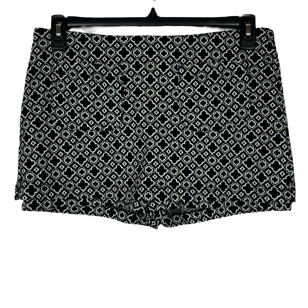 Maeve by Anthropology Medium Mini Skort Black Motif Geometric Stretch Pockets
